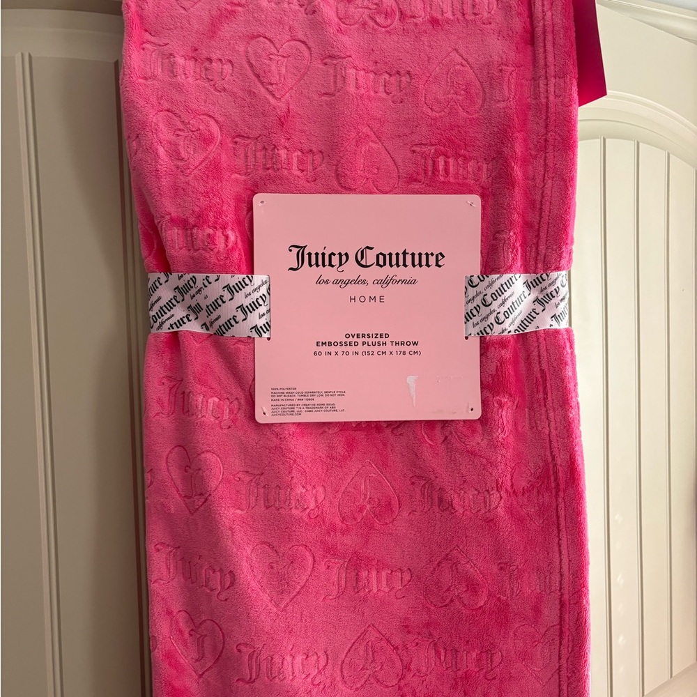 Juicy Couture Pink Embossed Plush Throw